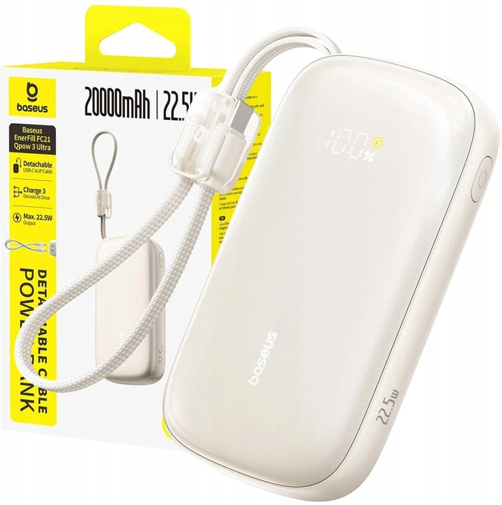Baseus EnerFill FC21 Qpow 3 Ultra 20000 mAh 22.5W smėlio spalva