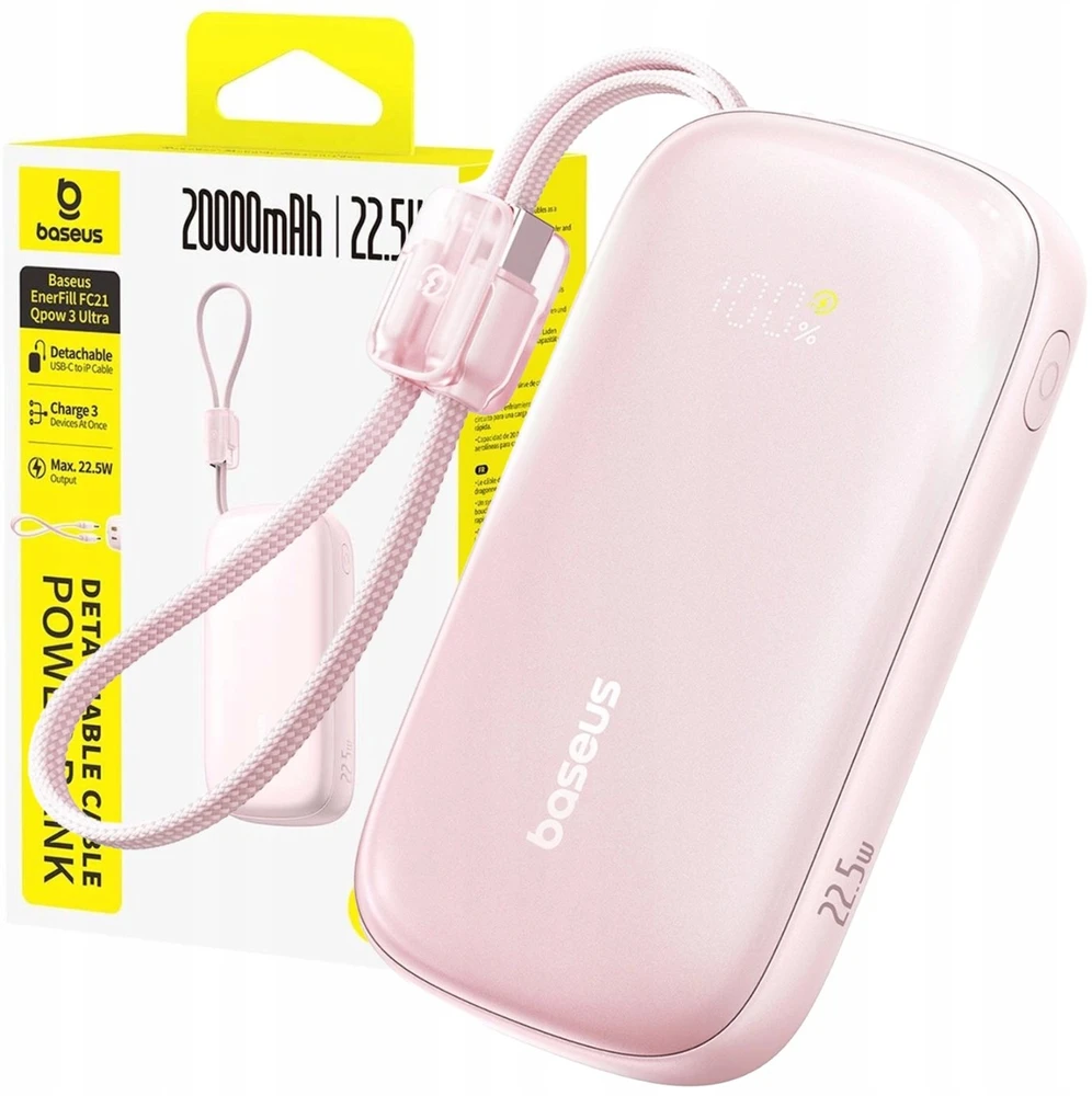 Baseus EnerFill FC21 Qpow 3 Ultra 20000 mAh 22.5W rožinė