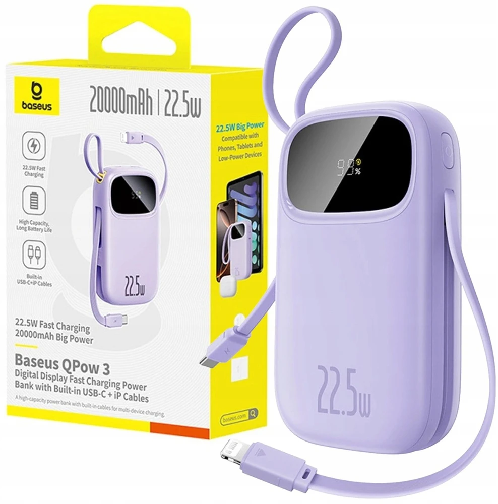 Baseus EnerFill FC21 Qpow 3 Ultra 20000 mAh 22.5W violetinė