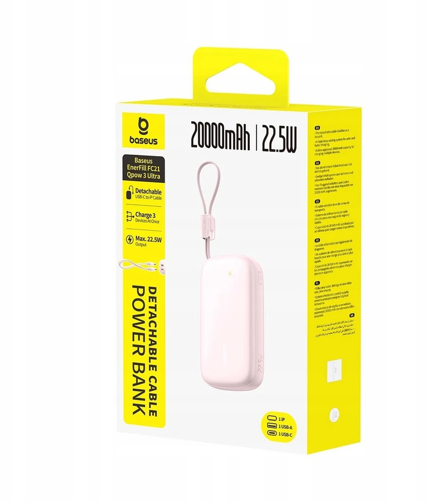 Baseus EnerFill FC21 Qpow 3 Ultra 20000 mAh 22.5W rožinė