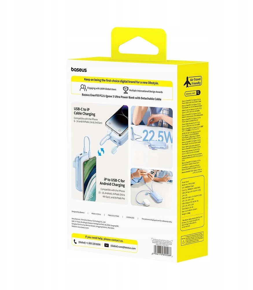 Baseus EnerFill FC21 Qpow 3 Ultra 20000 mAh 22.5W mėlyna