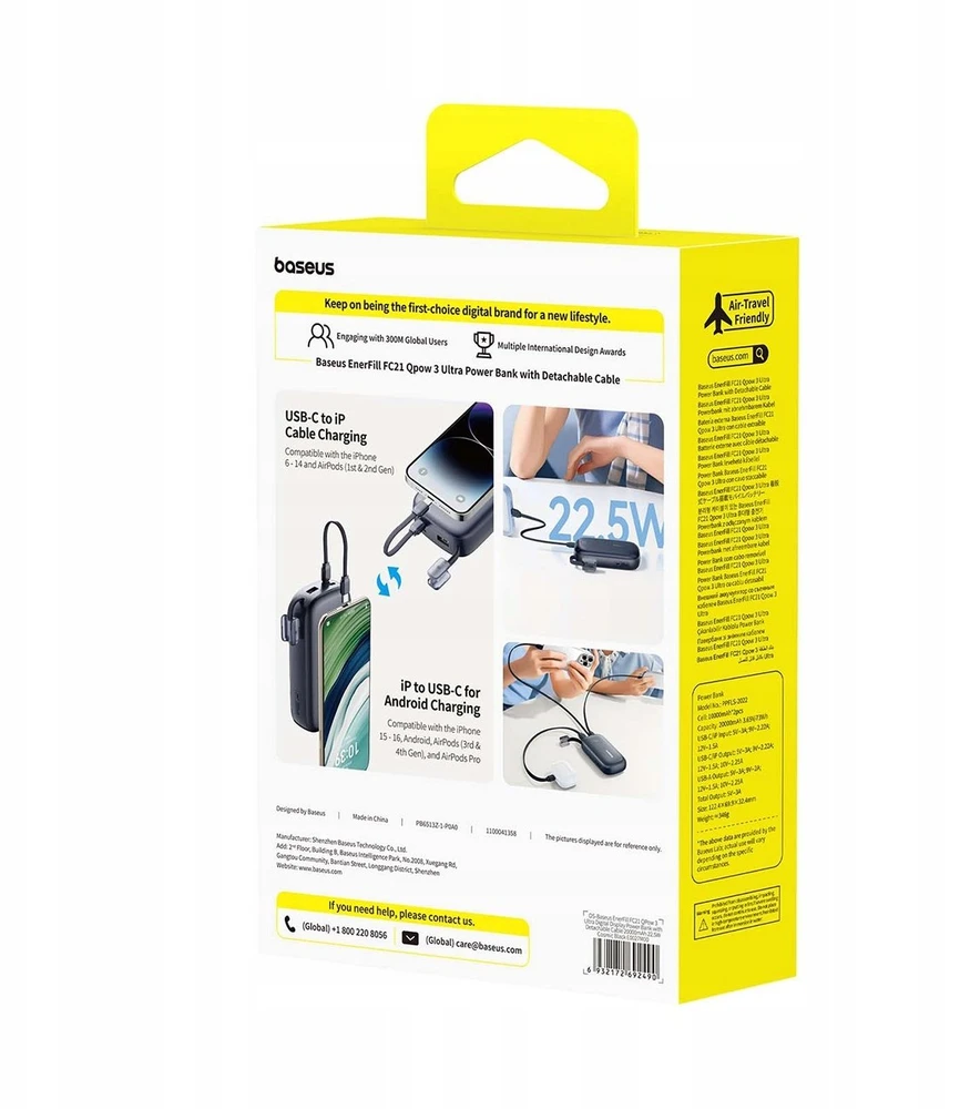 Baseus EnerFill FC21 Qpow 3 Ultra 20000 mAh 22.5W juoda