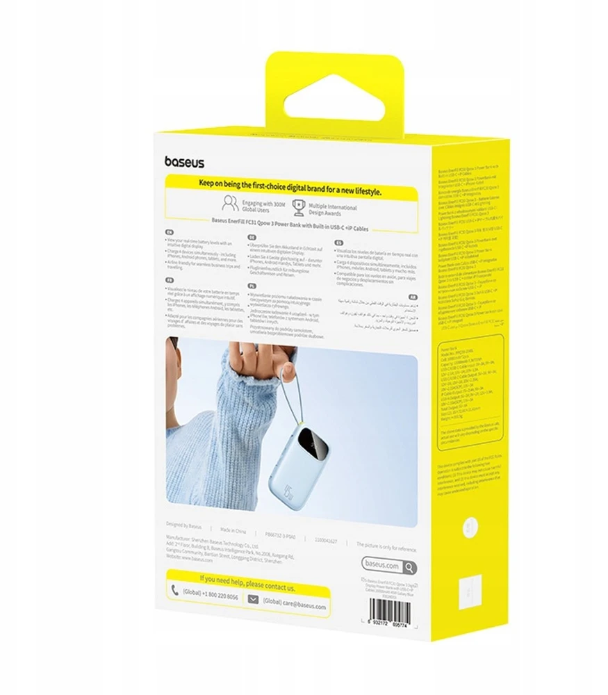Baseus EnerFill FC31 QPow3 20000 mAh USB-C Lightning 45W mėlyna