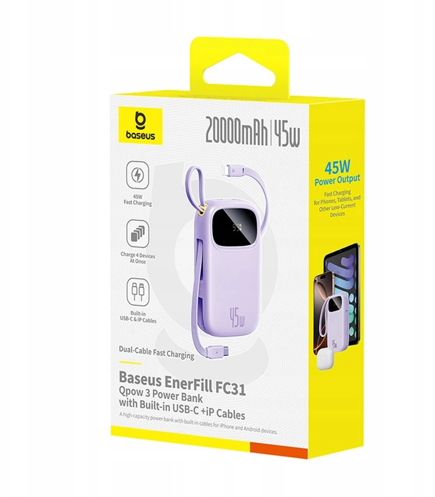 Baseus EnerFill FC31 20000 mAh 45W violetinė