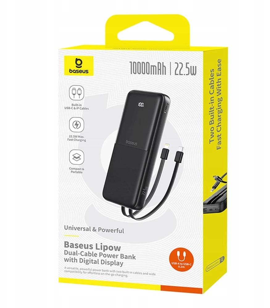 Baseus Lipow 10000 mAh 22.5W juoda