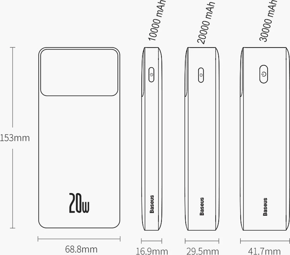 „Baseus Bipow Powerbank“, 10 000 mAh, 20 W (ax)