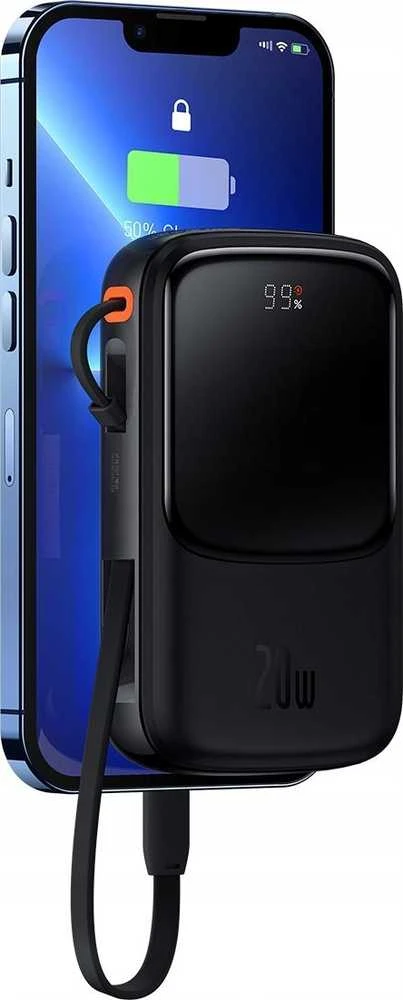 Powerbank 10000mAh 20W Baseus Qpow Pro Overseas Edition + USB C 3A kabelis - juodos spalvos