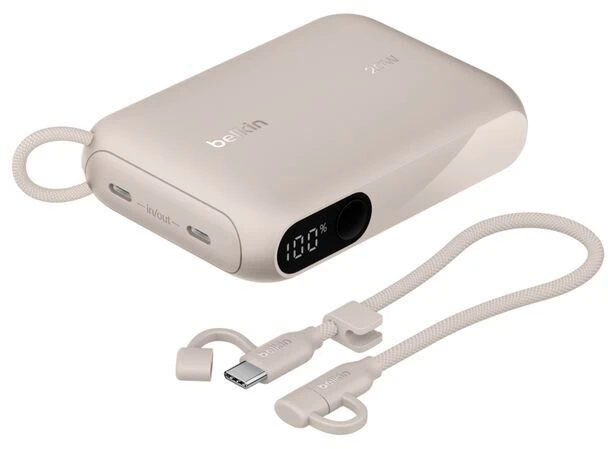 Powerbank Belkin Ekranas 20W USB-C 10000 mAh Smėlio spalvos (BPB027HQSD)