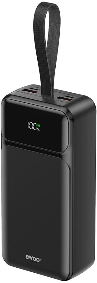 BWOO 65W išorinė baterija 30000 mAh 2x USB-A, 1 x USB-C su LCD ekranu, juoda