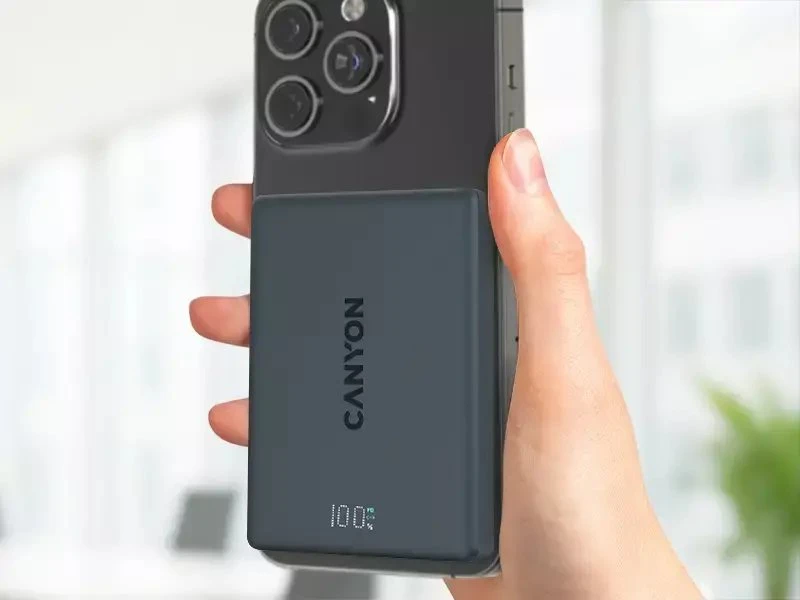 CANYON magnetic power bank OnPower 500 PD20W 5000mAh Aliuminio Interstellar Juodas