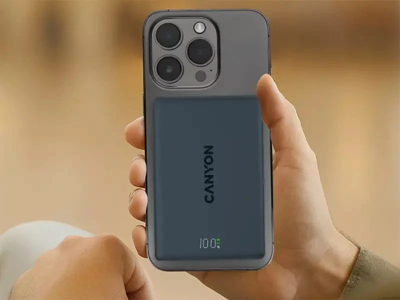 CANYON magnetic power bank OnPower 511 PD20W 10000mAh Aliuminio Interstellar Juodas