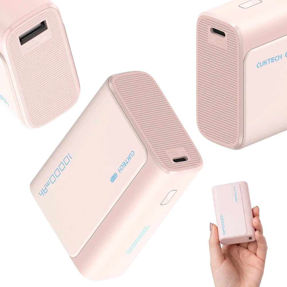 Nešiojamoji baterija Cuktech CP13 30W 10000mAh USB-C + USB-A - rožinė