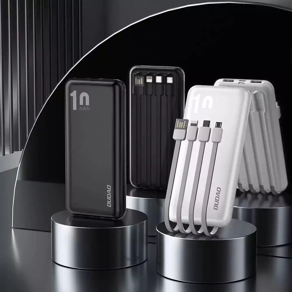 Dudao K6Pro Universal 10000mAh Power Bank su USB kabeliu, USB Type C, Lightning baltos spalvos (K6Pro-baltos spalvos)