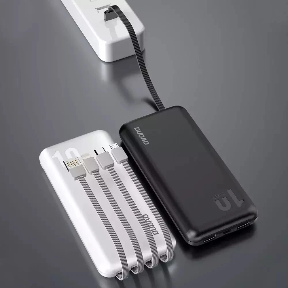 Dudao K6Pro Universal 10000mAh Power Bank su USB kabeliu, USB Type C, Lightning baltos spalvos (K6Pro-baltos spalvos)