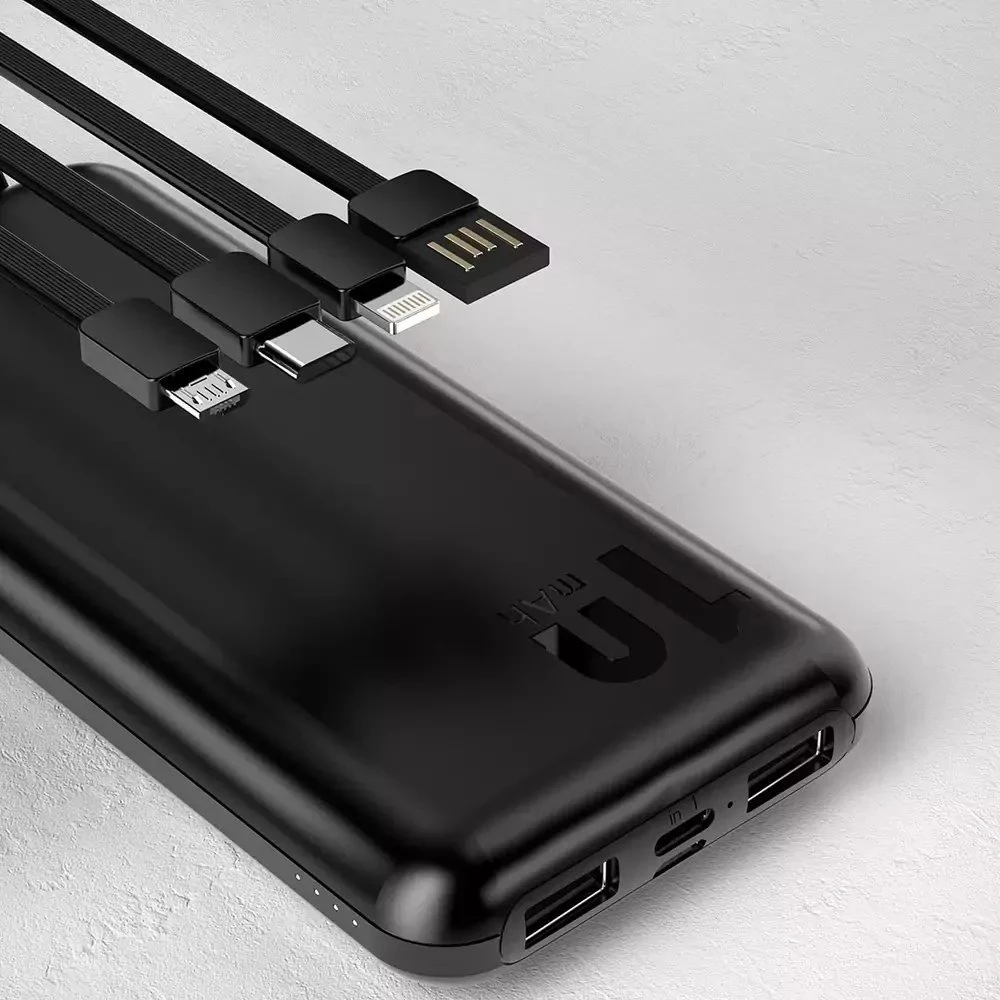 Dudao K6Pro Universal 10000mAh Power Bank su USB kabeliu, USB Type C, Lightning baltos spalvos (K6Pro-baltos spalvos)