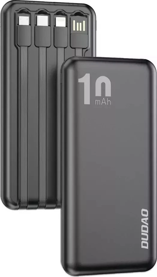 Dudao K6Pro Universal 10000mAh Power Bank su USB kabeliu, USB Type C, Lightning baltos spalvos (K6Pro-baltos spalvos)