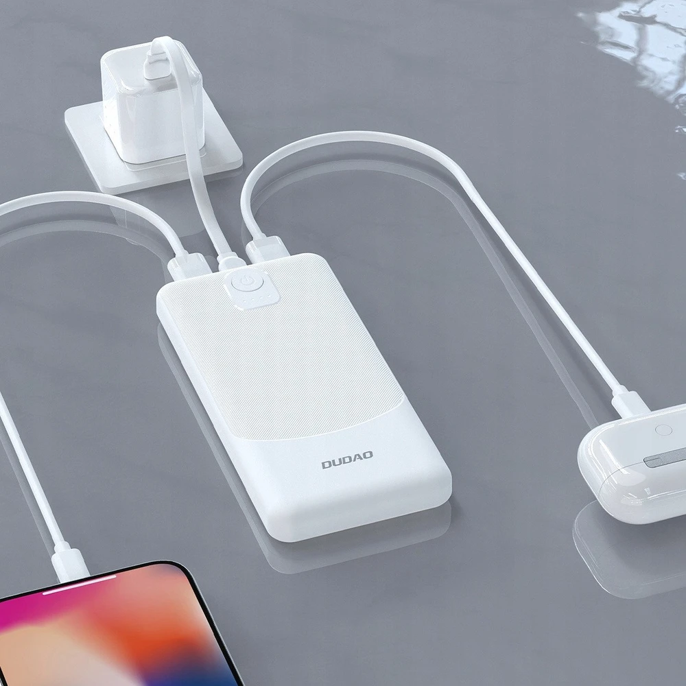 Dudao K10 10000 mAh 2x USB-A 12W balta