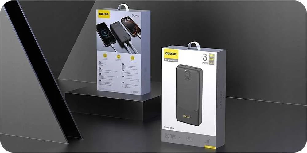 Powerbank Dudao K10Pro 2.4A 20000mAh 2 x USB-A - juodos spalvos