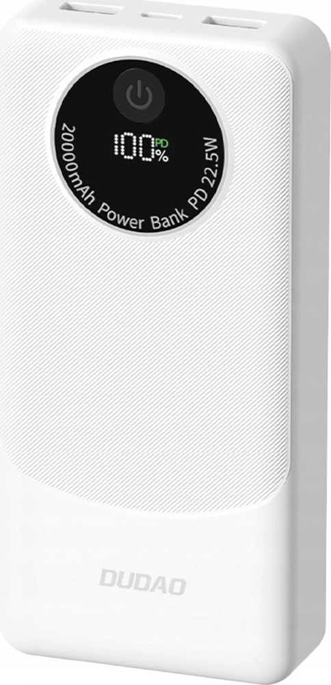Powerbank Dudao K12Pro 22.5W PD 20000mAh USB-A, USB-C - baltos spalvos