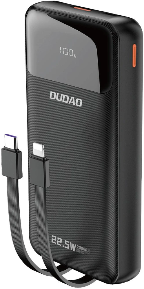 Išorinė baterija  Dudao K15Pro | 20000 mAh | 22.5 W PD | USB-C / USB-A | integruoti Lightning ir USB-C kabeliai