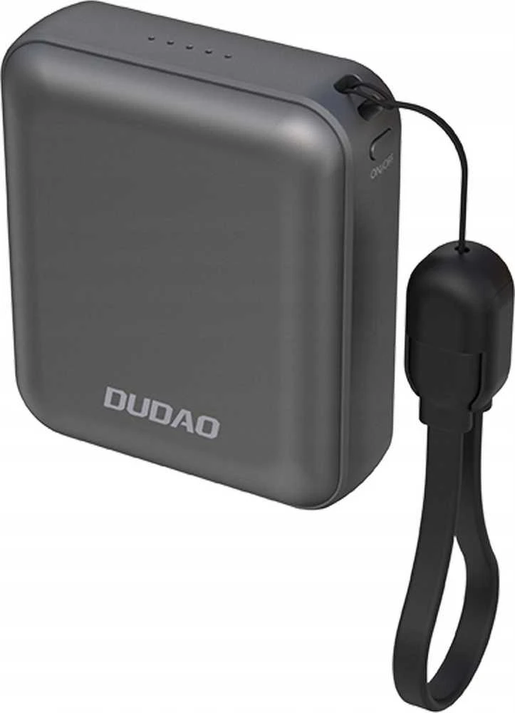 Powerbank Dudao K22+ 10000mAh 22.5W USB-C with pendant/cable – pilkos spalvos