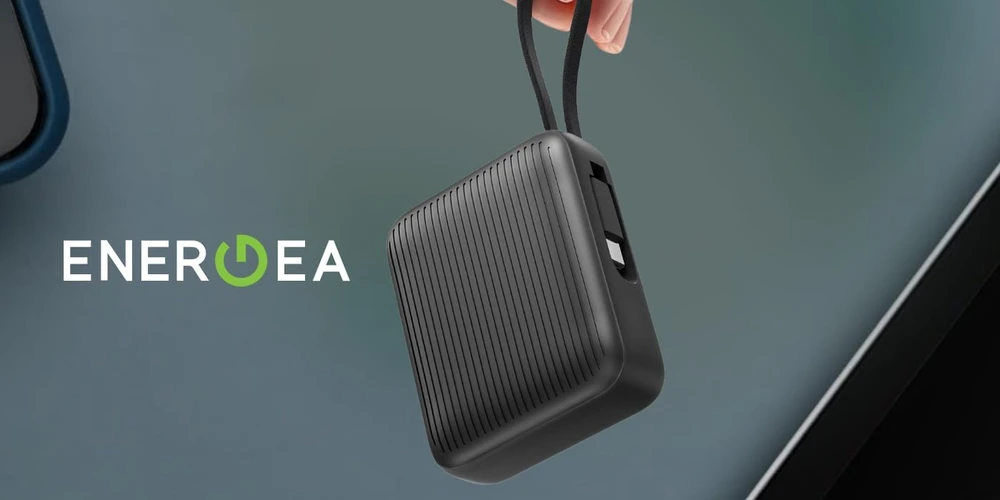 PowerBank Energea Integra Mini 35 10000mAh cableUSB-C PD35W pilkos spalvos