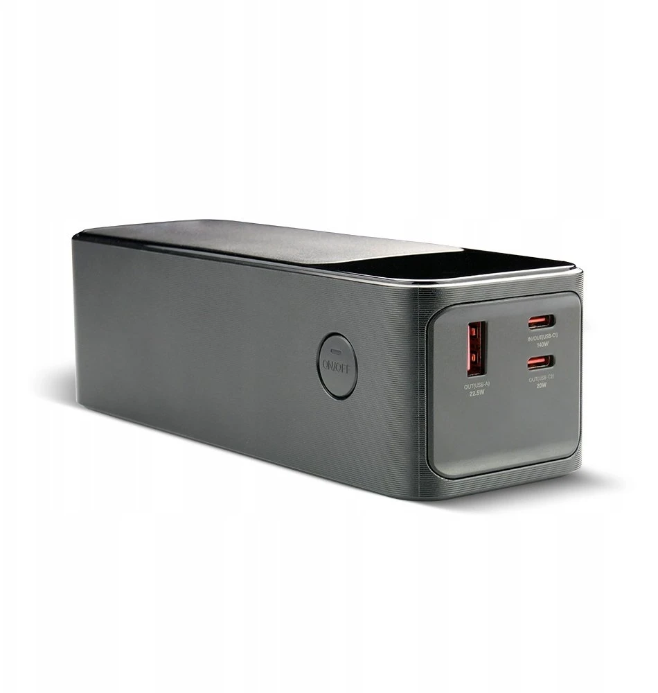 „everactive“ išorinė baterija 27 000 mAh, 1x USB, 2x USB-C, 162,5 W, QC4+, žibintuvėlis, LCD ekranas, juodas