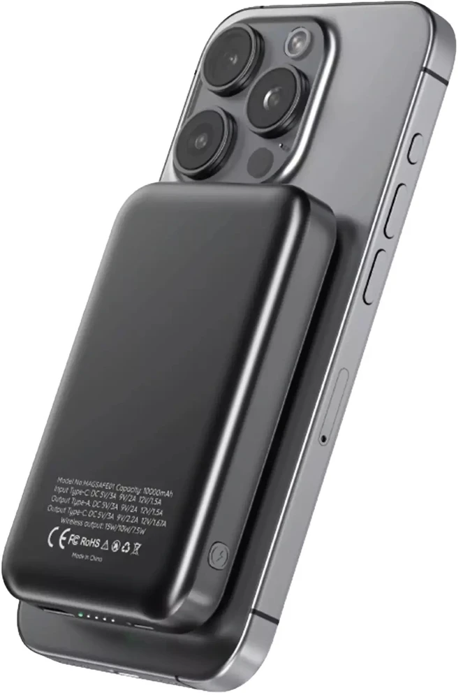 Extralink MagSafe 10000mAh Graphite | Maitinimo bankas | Maitinimo blokas, 38,5 Wh PD20W+15W USB-C USB-A