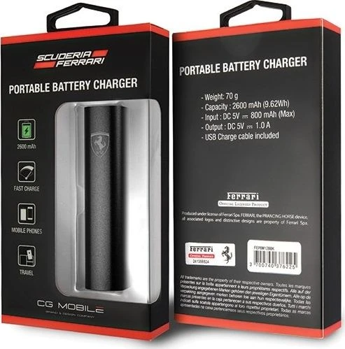 Ferrari Powerbank FEPBM12BBK 2500 mAhczarny/juodas Racing