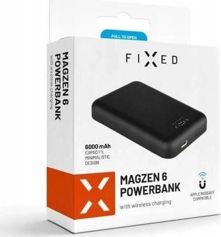 Fixed Power bank | MagZen | 6000 mAh | Juodas