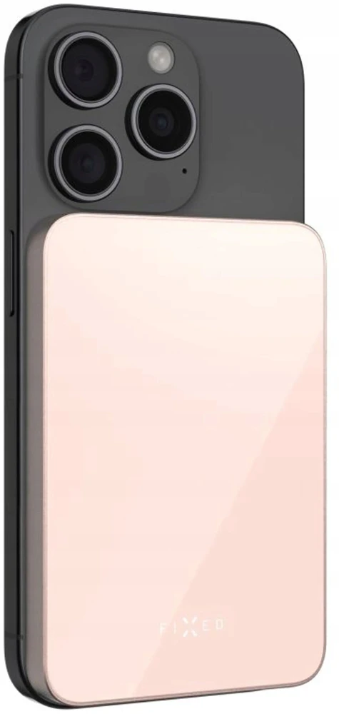 Fixed Fiksuotas „MagZen 5 Crystal Qi2 5000 mAh 20W“ rožinis