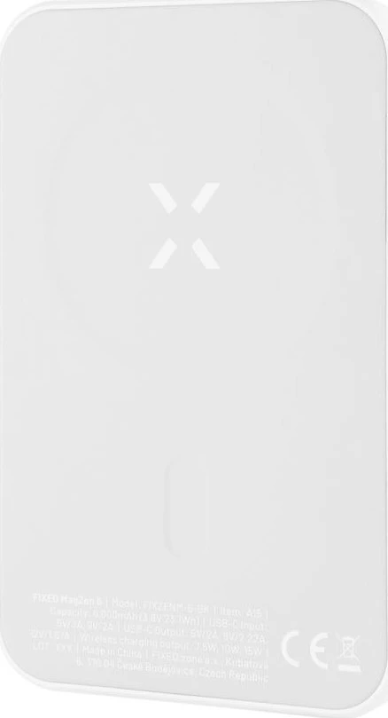 Fixed Fiksuotas MagZen Power Bank | FIXZENM-6-WH | 6000 mAh | USB-C | Baltas