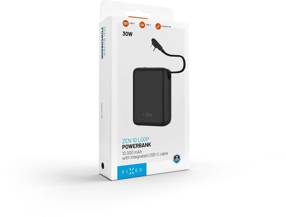 FIXED Zen 10 Loop Powerbank, 30W, 10 000 mAh, blac