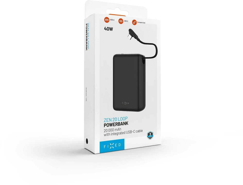Powerbank Fixed Zen 20 Loop 20000mAh Juodas