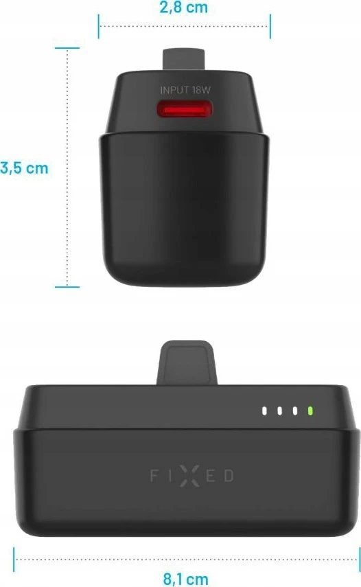 Fixed | Zen 5 Plug-in 20W Powerbank | FIXZEN-5PL-BK | 5000 mAh | USB-C: DC 5V/3A, 9V/2.22A, 12V/1.67A 20W MAX | Juodas