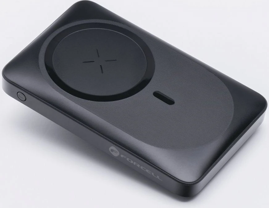 Išorinė baterija POWER BANK Forcell F-ENERGY (F10K2) 10000mAh su belaidžiu įkrovikliu (Magsafe 20W) juoda