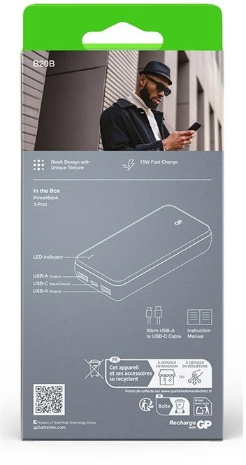 GP Battery Powerbank GP GP PowerBank B+ Serie 20000 mAh juodas