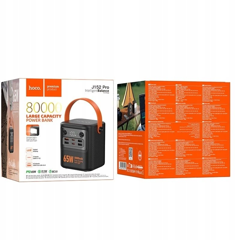 Išorinė baterija Power Bank Hoco J152 Pro PD65W 80000mAh juoda