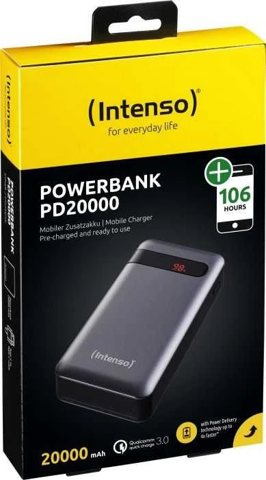 POWER BANK USB 20000MAH QC3.0 / ANTHRACITE PD20000 INTENSO