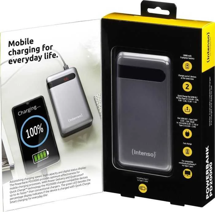 POWER BANK USB 20000MAH QC3.0 / ANTHRACITE PD20000 INTENSO