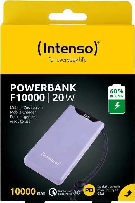 POWER BANK USB 10000MAH QC3.0 / PURPLE F10000 7332033 INTENSO