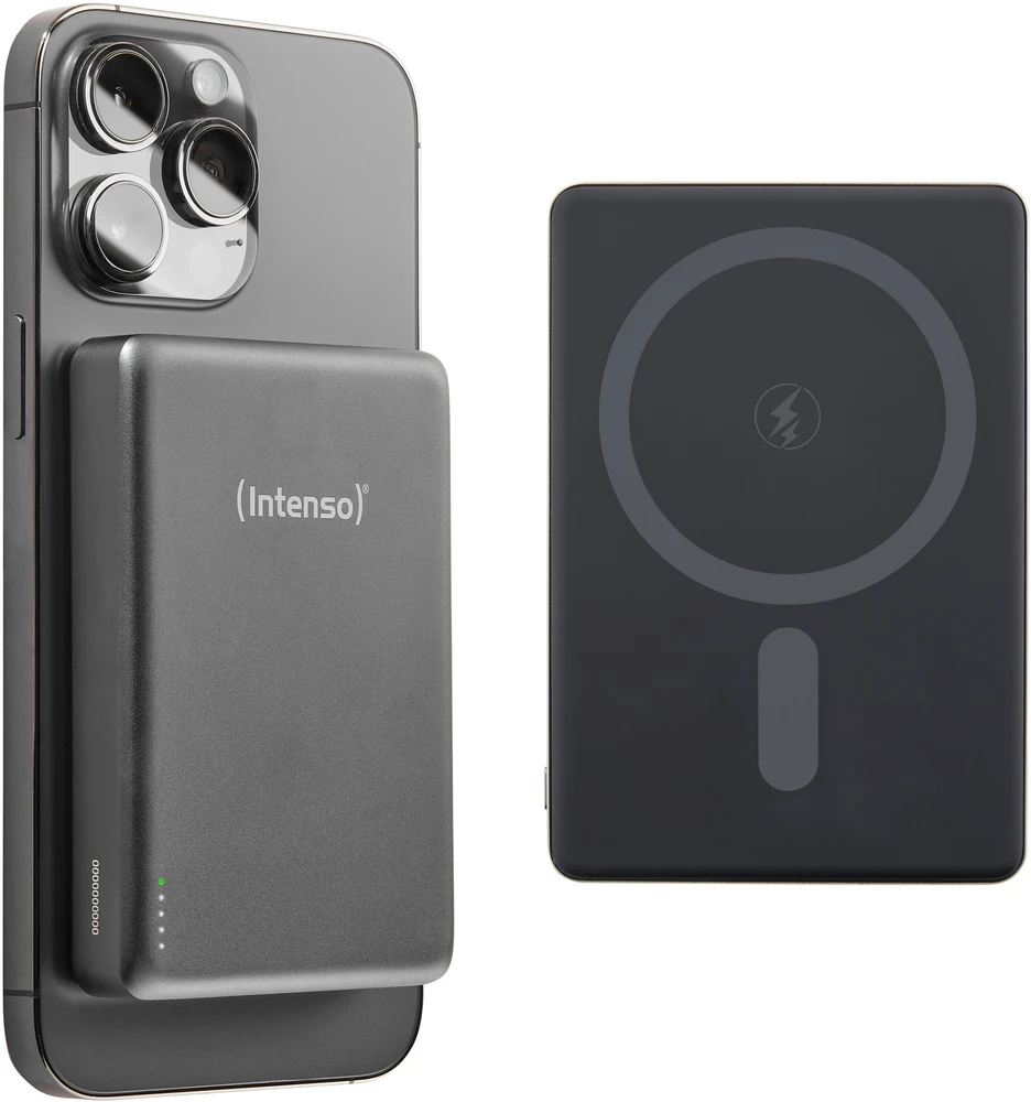 „Intenso Powerbank MW10000“ pilka 10000 mAh magnetinė belaidė baterija