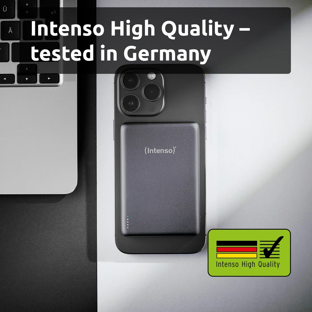 „Intenso Powerbank MW10000“ pilka 10000 mAh magnetinė belaidė baterija