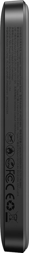 Powerbank Joyroom JR-W020 Mini 5000mAh USB-A USB-C inductive 20W – juodos spalvos + USB-C / USB-C cable