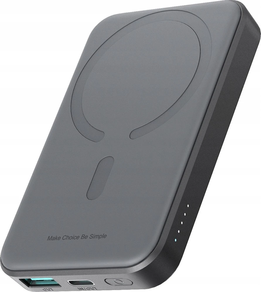 Powerbank Joyroom JR-W020 Mini 5000mAh USB-A USB-C inductive 20W – juodos spalvos + USB-C / USB-C cable