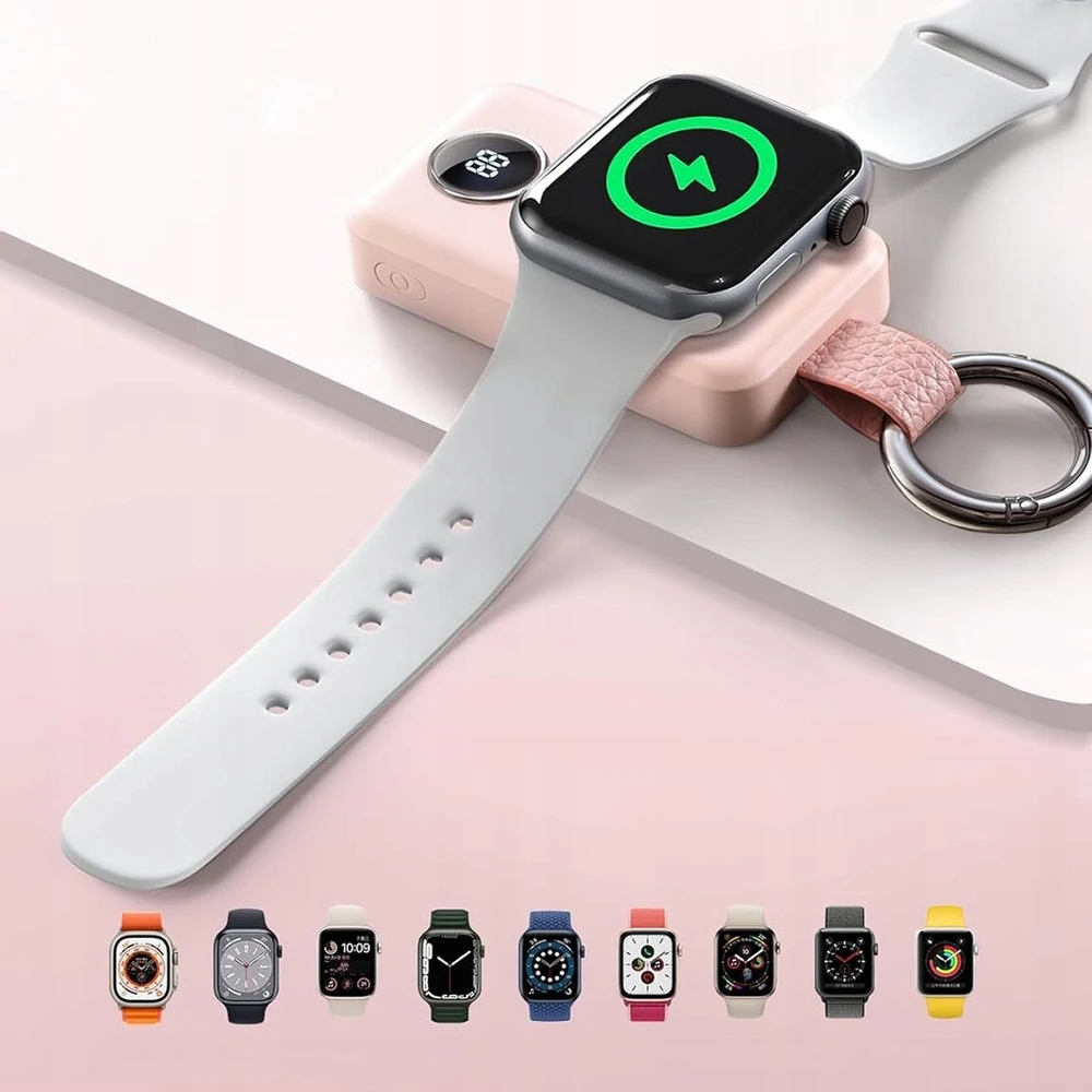 Joyroom Mini Powerbank raktų pakabukas 2000mAh 3W su Apple Watch įkrovikliu, rožinė
