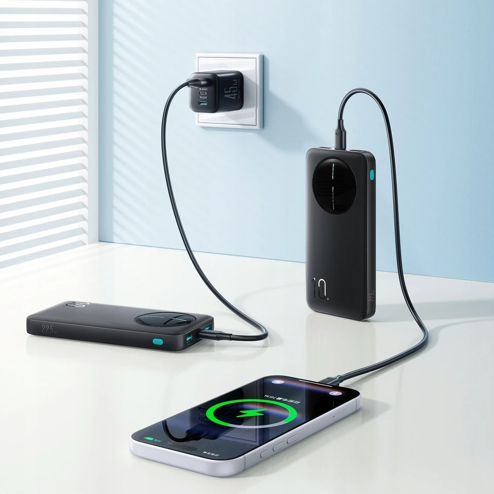 Joyroom JR-PBF12 Pro Powerbank 22.5W 10000mAh with Digital Ekranas 2x USB-A 1x USB-C - Juodas