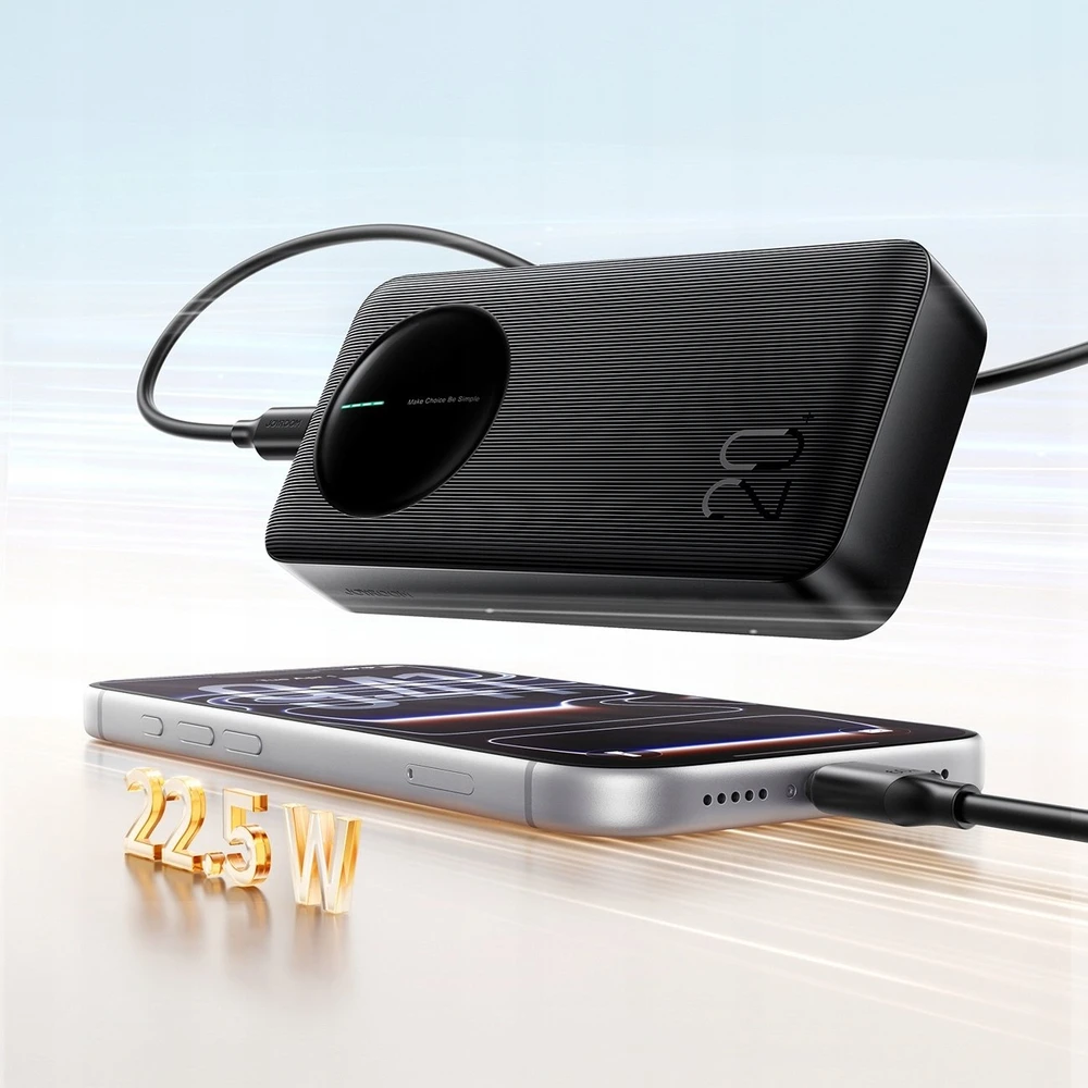 Joyroom JR-PBF14 Pro išorinė baterija 22,5 W 20000 mAh su skaitmeniniu ekranu 2x USB-A 1x USB-C - juoda