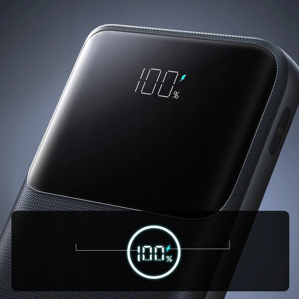 Joyroom JR-QP191 Star Series Mini 10000mAh 22.5W Powerbank with Digital Ekranas - Juodas