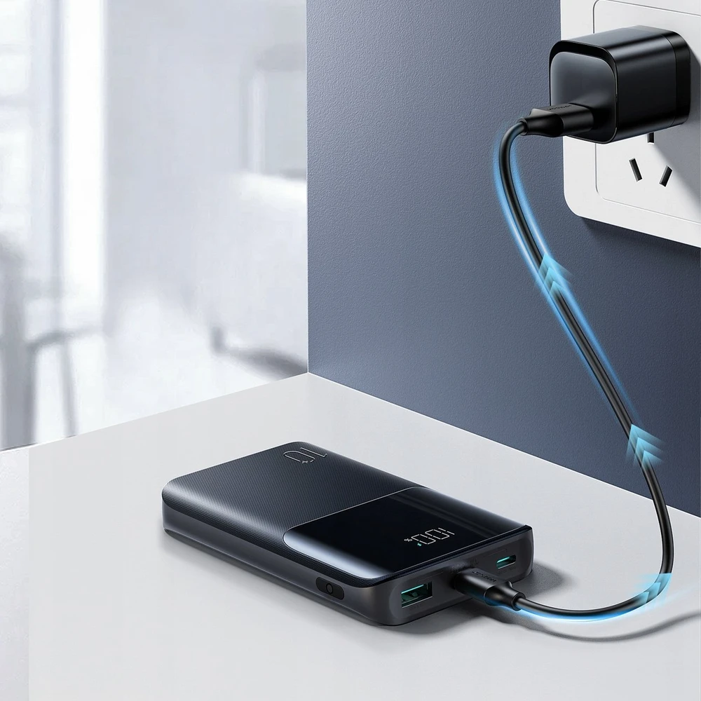 Joyroom JR-QP191 Star Series Mini 10000mAh 22.5W Powerbank with Digital Ekranas - Juodas